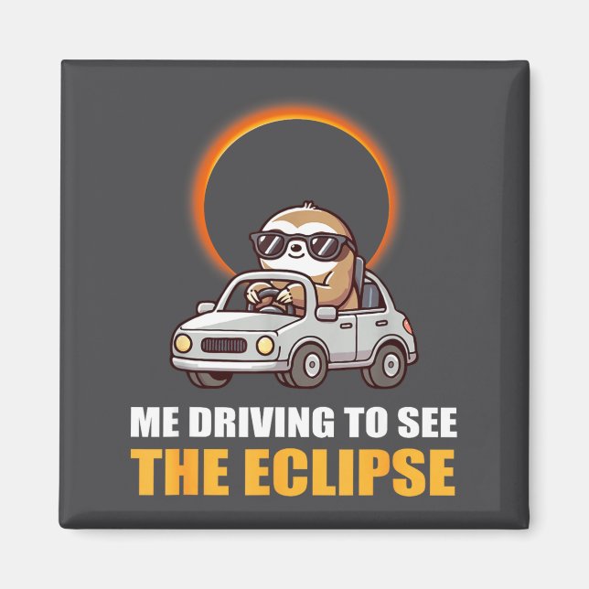 Cute Solar Eclipse Sloth Total Solar Magnet (Front)