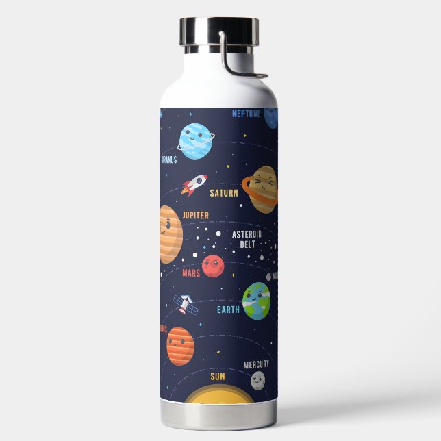 Cute Solar System Design Water Bottle (Left)