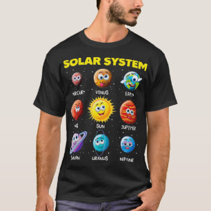 Cute Solar System Funny Planet Faces Space science T-Shirt