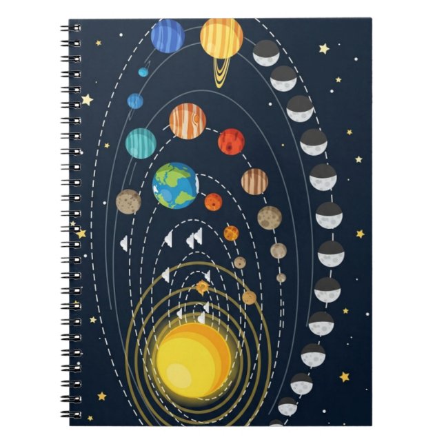 Cute Solar System Space Design – Educational Notebook (Front)