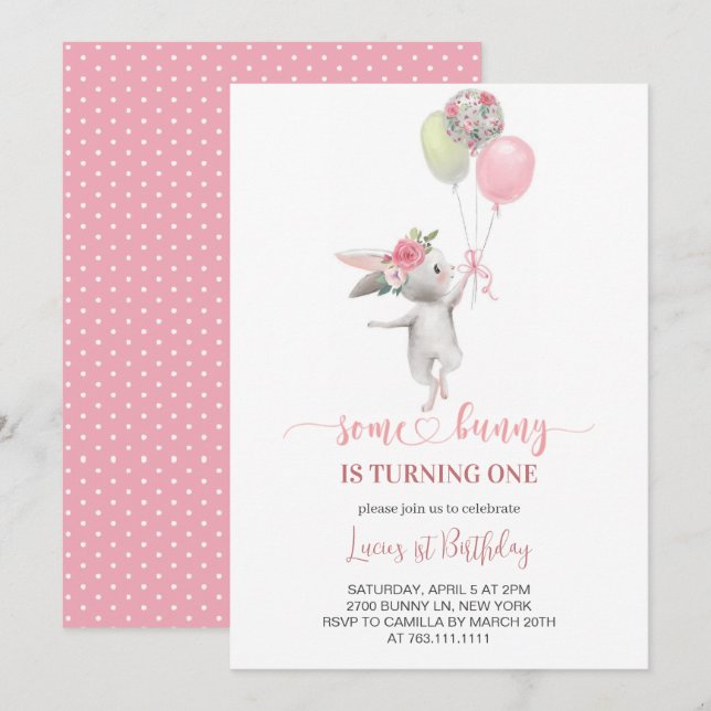 Cute Some Bunny Birthday Party Invitation (Front/Back)
