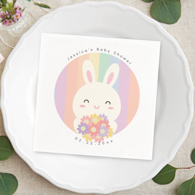 Cute Some Bunny is On The Way Floral Baby Shower Napkin (Creator Uploaded)