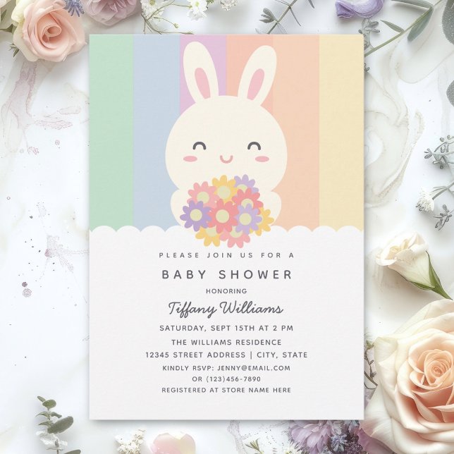 Cute Some Bunny is On The Way Girl Baby Shower Invitation (Creator Uploaded)