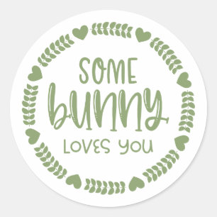 Cute Some Bunny Loves You Classic Round Sticker