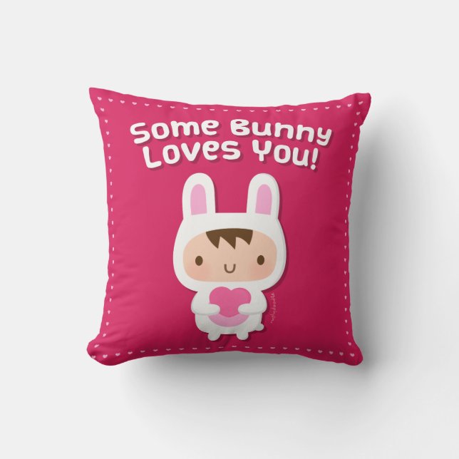 Cute Some Bunny Loves You Love Pun Cushion (Front)