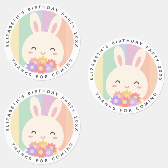 Cute Some Bunny Rainbow Birthday Thanks For Coming (Group)