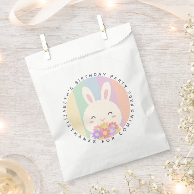 Cute Some Bunny Rainbow Birthday Thanks For Coming Favour Bags (Clipped)