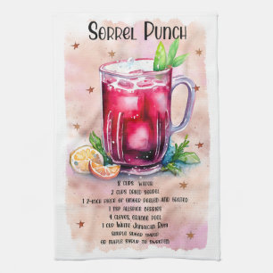 Cute Sorrel Punch Christmas Drink Recipe Tea Towel