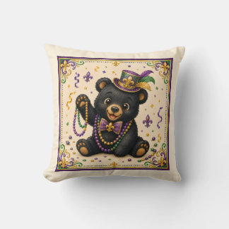 Cute Southern Black Bear Throw Pillow