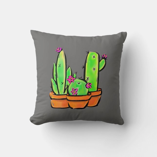 Cute southwest Cactus cacti succulents  Cushion (Front)