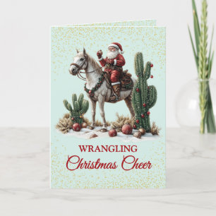 Cute Southwest Cowboy Santa Christmas Card