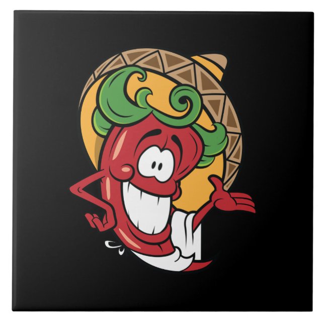 Cute Southwestern chilli pepper decor Tile (Front)