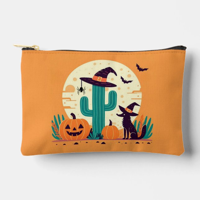 Cute, southwestern Halloween desert/cactus Accessory Pouch (Front)