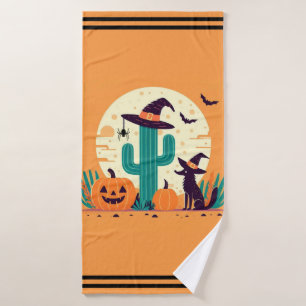 Cute, southwestern Halloween desert/cactus Bath Towel