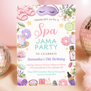 Cute Spa Pajama Party Birthday Invitation