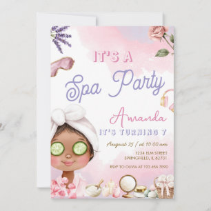 Cute Spa Pamper Party Pink Girl Birthday Invitation