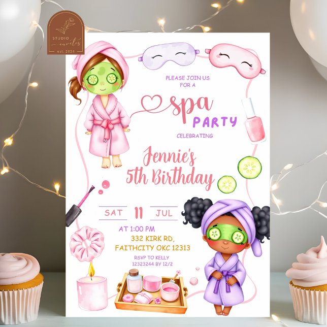 Cute Spa party Girl Birthday  Invitation (Creator Uploaded)