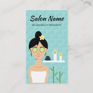 Cute Spa Woman Illustration - Spa And Beauty Salon Business Card