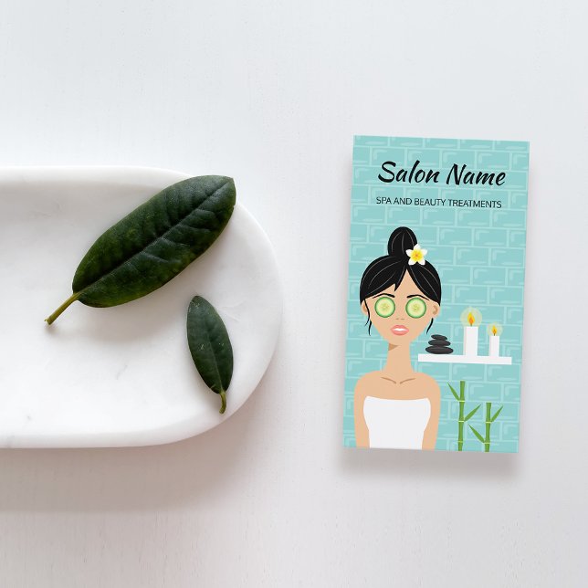 Cute Spa Woman Illustration - Spa And Beauty Salon Business Card (Creator Uploaded)
