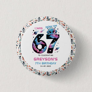 Cute Space 7th Birthday   Six & Seven Year Old 3 Cm Round Badge