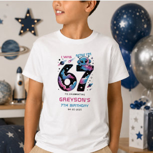 Cute Space 7th Birthday Six & Seven Year Old T-Shirt