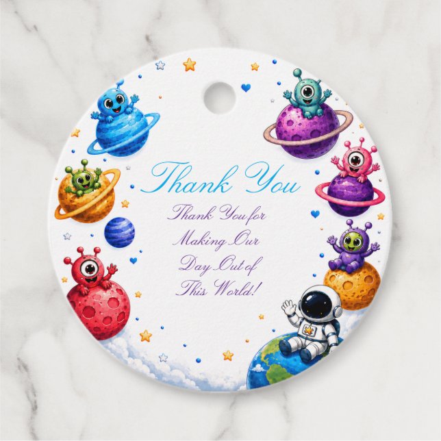 Cute Space Alien Baby Shower Favour Tag (Front)