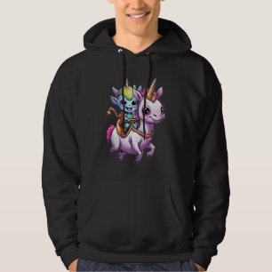 Cute Space Alien riding unicorn funny UFO Hoodie