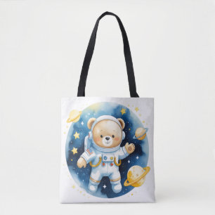 Cute Space Astronaut Bear Tote Bag