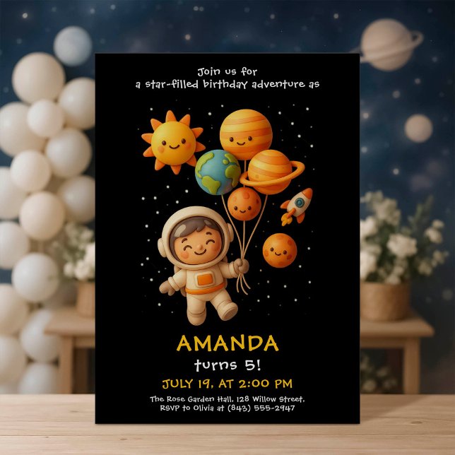 Cute Space Astronaut Birthday Card (Creator Uploaded)