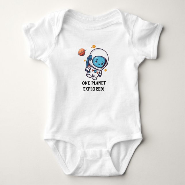 Cute Space Astronaut One Month Baby Bodysuit (Front)