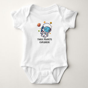 Cute Space Astronaut Three Months Baby Bodysuit