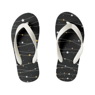 Cute Space Background With Shining Stars Pattern F Kid's Jandals