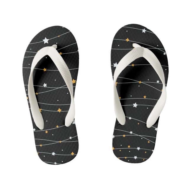 Cute Space Background With Shining Stars Pattern F Kid's Jandals (Footbed)