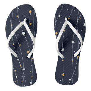 Cute Space Background With Shining Stars Pattern Jandals