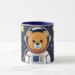 Cute Space Bear Astronaut Illustration Mug