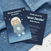 Cute Space Bear Baby Shower it's a boy astronaut