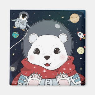 Cute Space Bear Magnet