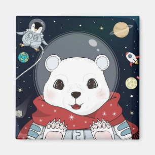 Cute Space Bear Magnet