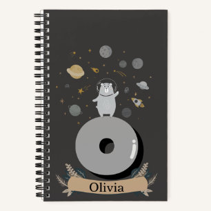 Cute Space Bear Personalised Spiral Notebook