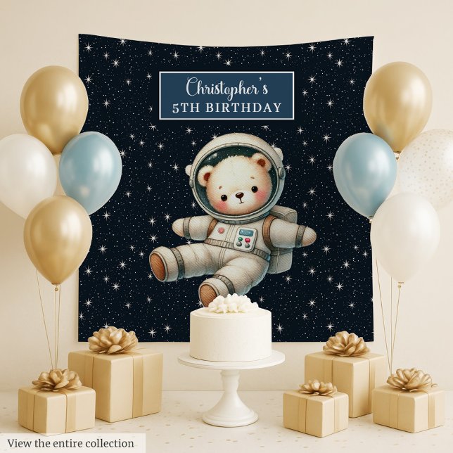 Cute Space Bear Tapestry for Boy Birthday Party (Cute Space Bear Tapestry for Boy Birthday Party)