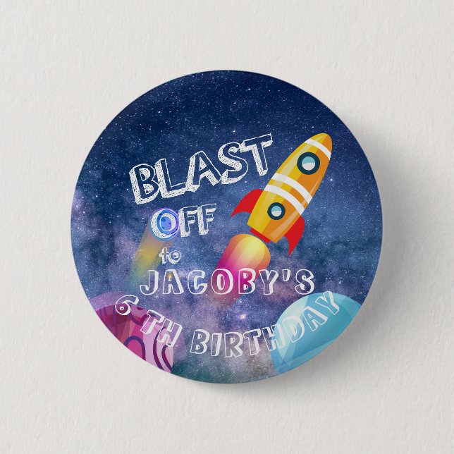 Cute Space Birthday Personalised 6 Cm Round Badge (Front)