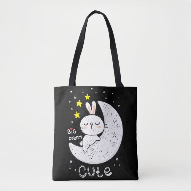 Cute Space Bunny Tote Bag (Front)