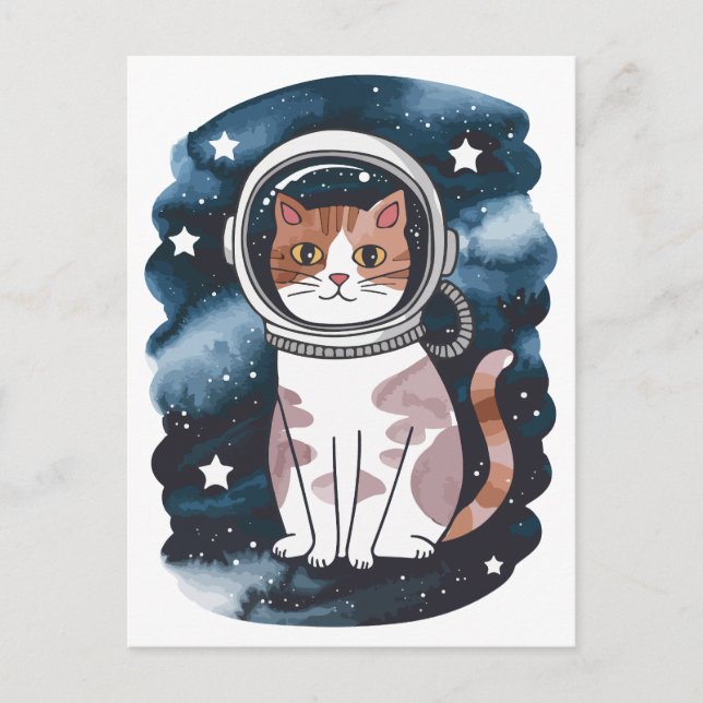 Cute Space Cat Astronaut  Holiday Postcard (Front)