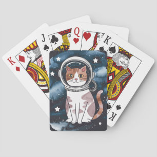 Cute Space Cat Astronaut  Playing Cards