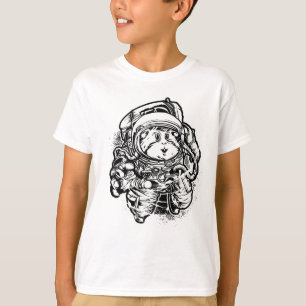 Cute Space Cat Astronaut Sketch Tee