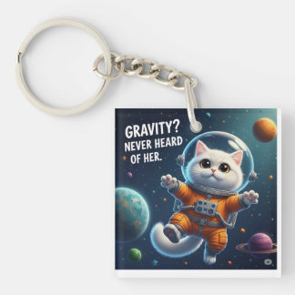 Cute Space Cat Key Ring
