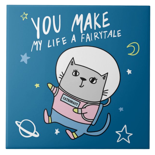 Cute Space Cat  Tile (Front)