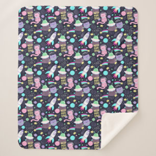 Cute Space Cats Sherpa Blanket