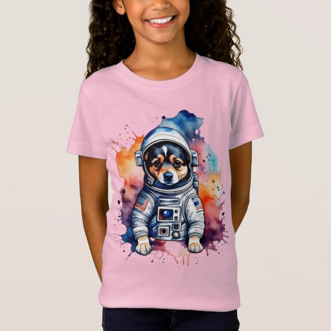 Cute space dog astronaut puppy  T-Shirt (Front)