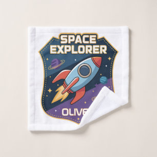 Cute Space Explorer Badge Wash Cloth